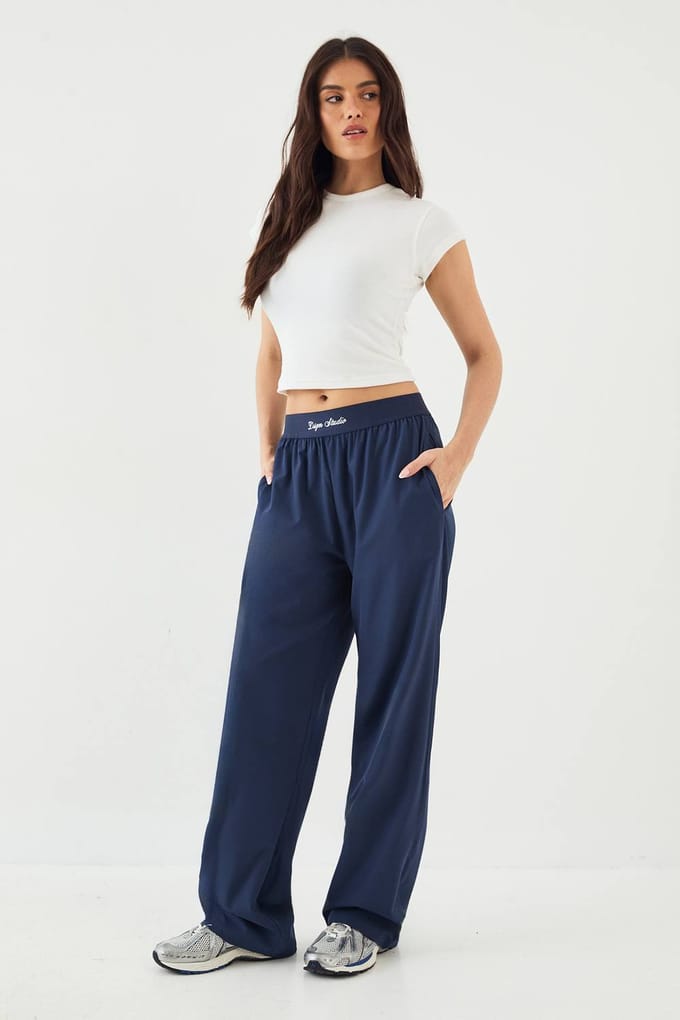 Dames DSGN Studio Broek met Elastische Taille en Rechte Pijpen | Marineblauw | Maat: 2XL