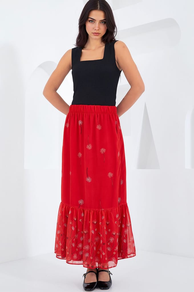 Geprinte Maxi Rok met Bloemenmotief