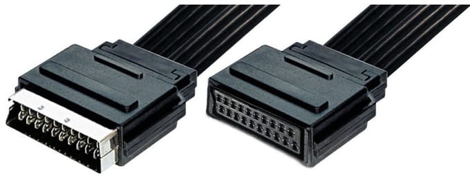 21-pins Scart verlengkabel - plat / zwart - 0,20 meter