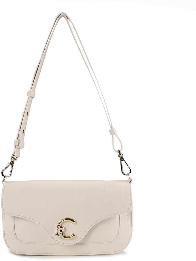 COCCINELLE Leren schoudertas C-Me Handbag Grainy Leather Pearl crème