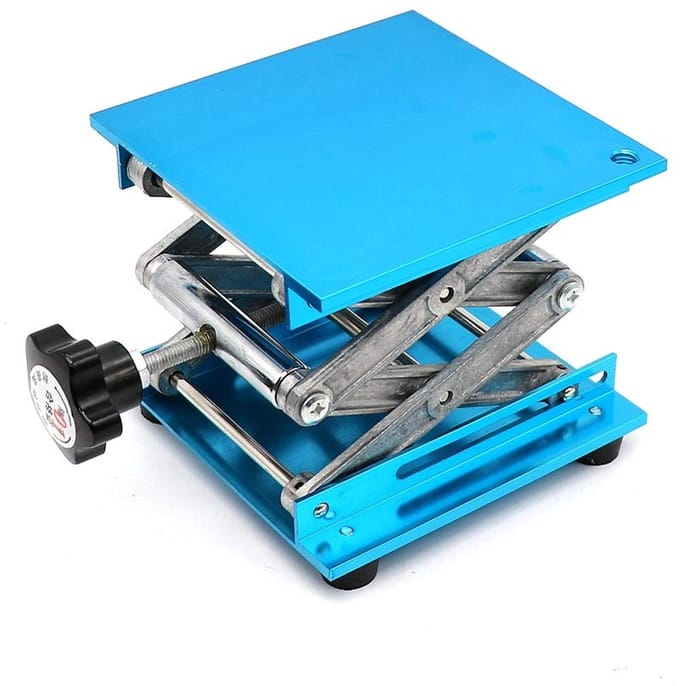 Laboratorium Lift - Hefplatform Werkbank - Experimenten Ondersteuning - Aluminium Constructie - 15x15x25 cm - Blauw