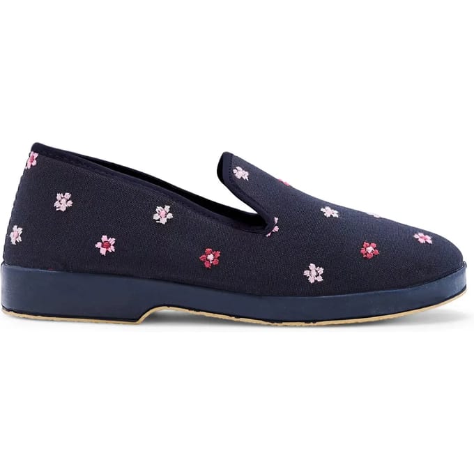 Geborduurde badstof pantoffels voor dames Pédiconfort
