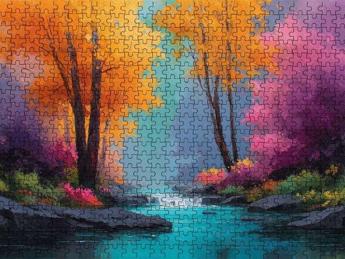 Gekleurde Bos Puzzel - Legpuzzel Volwassenen - Ontspanning Thuis - Houten Kwaliteit - 2000 Stukjes - Multicolor