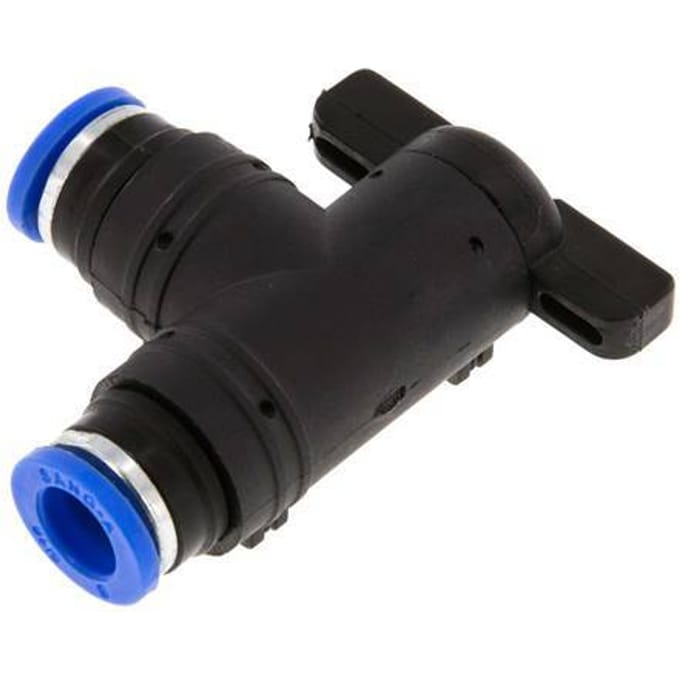 8 mm Kunststof/Messing L-stuk 2-Weg Kogelkraan