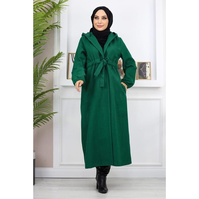 Aan de voorkant gebonden Kasjmier Jas Smaragdgroen