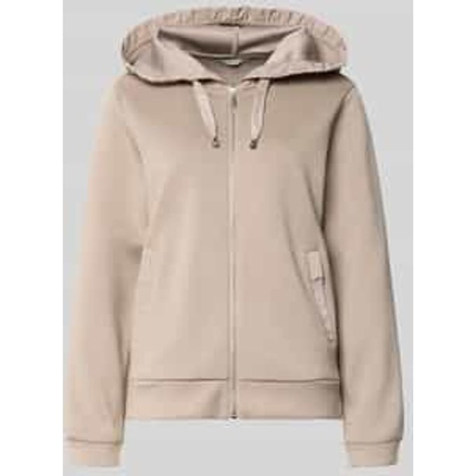 Tom Tailor - Hoodie-sweatjack van scuba - Maat S - soft taupe grey
