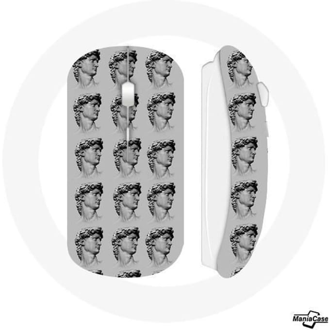 Souris sans fil - MANIACASE - Statue fond gris - USB wifi - Compatible Mac et PC - Gris