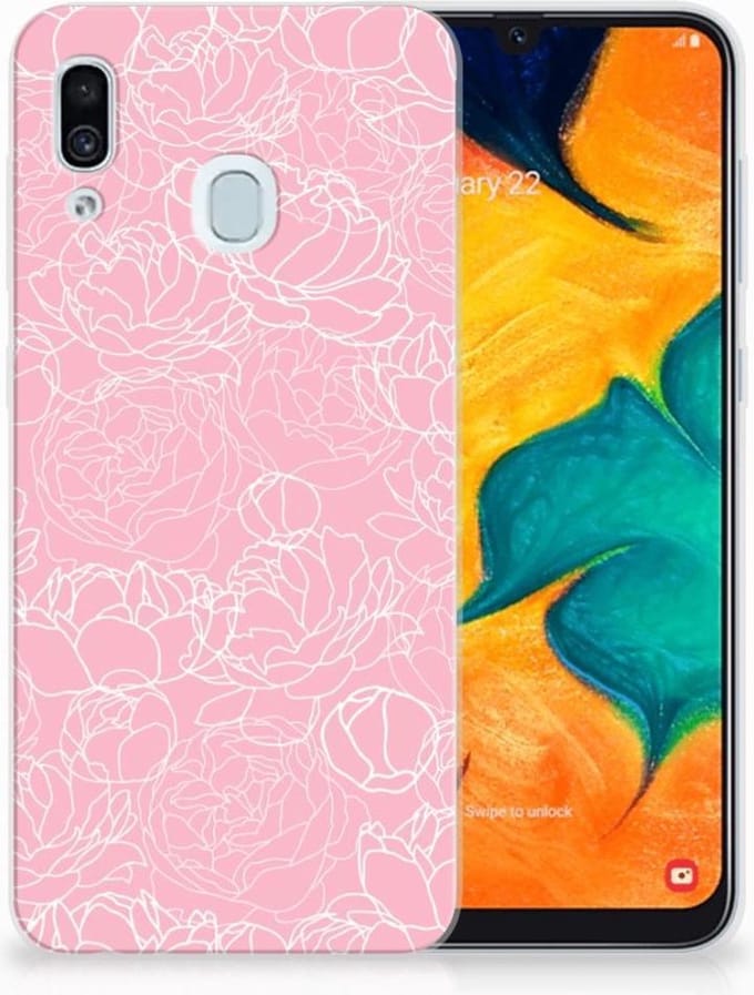 Samsung Galaxy A30 TPU Case White Flowers