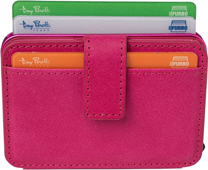 Tony Perotti Furbo EVO RFID leren Pasjeshouder met bankbiljetvak - Fuchsia