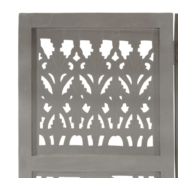 vidaXL - Kamerscherm - 3 - panelen - handgesneden - 120x165 - cm - mangohout - grijs