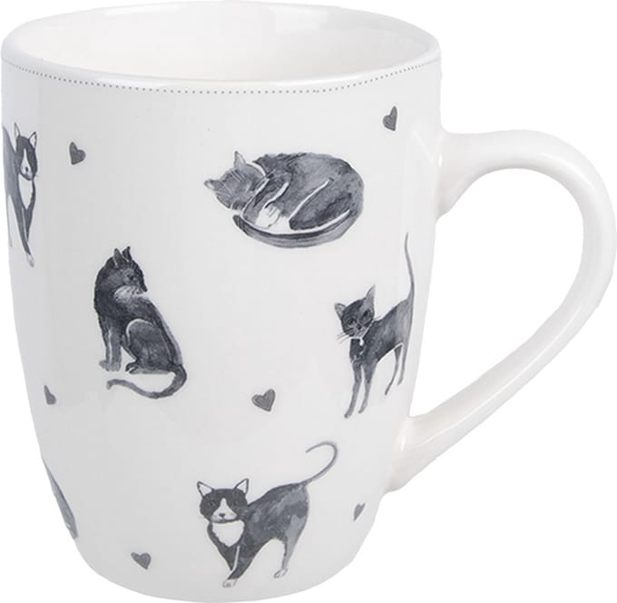 Clayre & Eef Mok 350 ml Wit Keramiek Katten