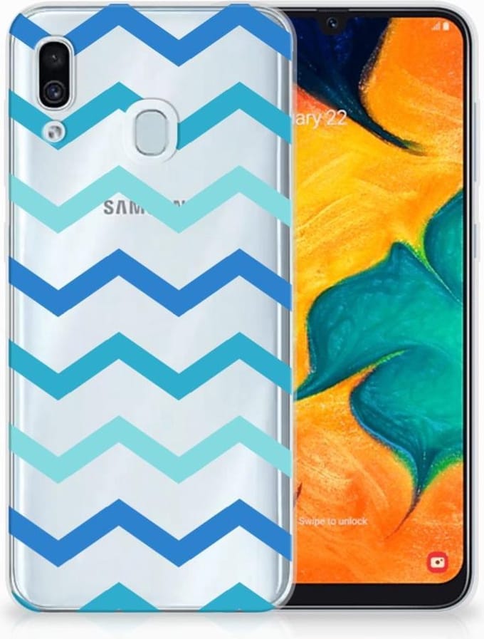 Samsung Galaxy A30 TPU bumper Zigzag Blauw
