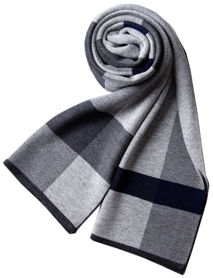 Woolblend Sjaal Heren - Geruite Sjaal - Herensjaal - Grijs