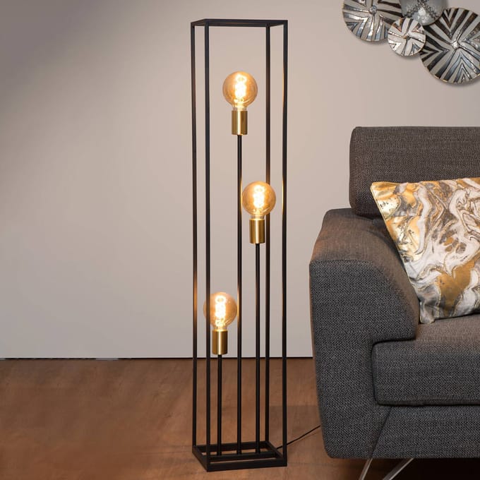 Lucide RUBEN - Vloerlamp - 3xE27 - Zwart