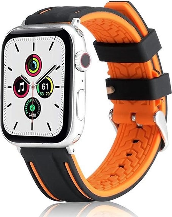 Beline Apple Watch Solid Siliconen band 38/40/41mm oranje-zwart oranje/zwart