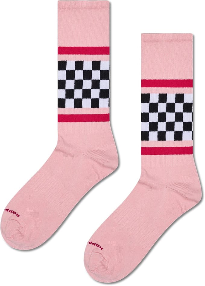 Happy Socks Checked Stripe Sneaker Sock - unisex sokken - roze - Unisex - Maat: 36 - 40