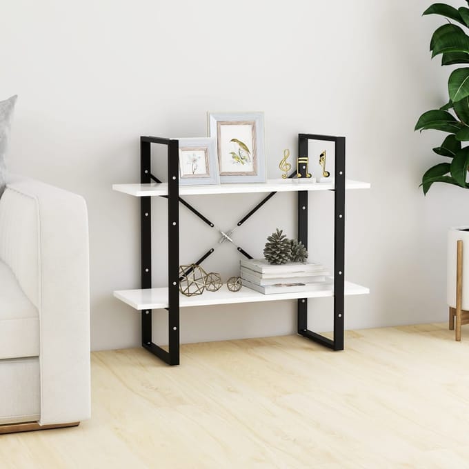 vidaXL - Boekenkast - met - 2 - schappen - 80x30x70 - cm - bewerkt - hout - wit