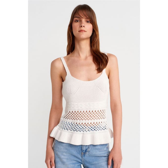 Aangemeten Geribbelde Tricot Camisole Blouse