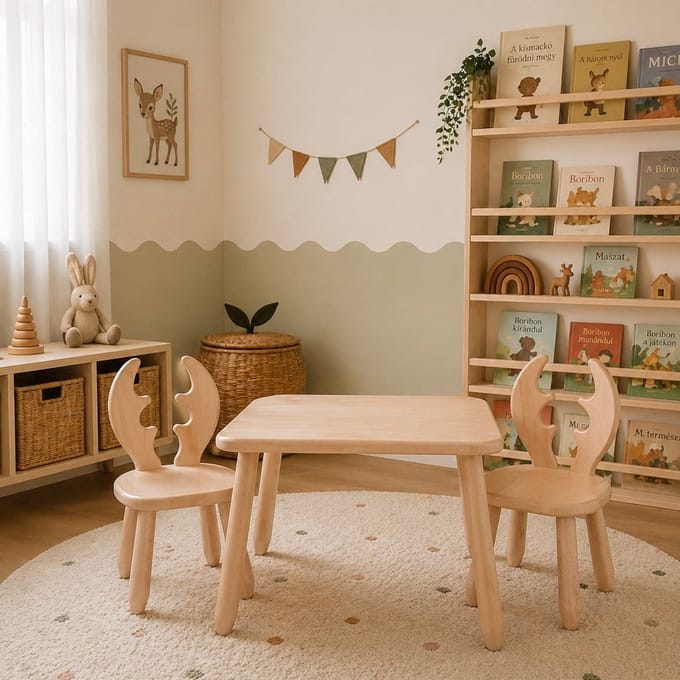 Tafel en twee stoelen - Hert - Wit