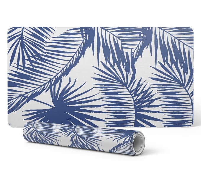 Moderne bureauonderlegger voor thuiswerken, palmbladerenpatroon, 90x45 cm