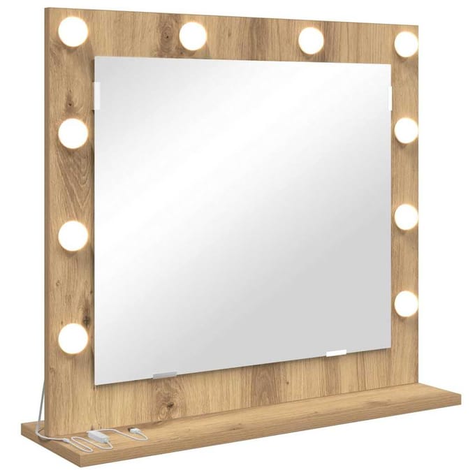 vidaXL - Make-up - Spiegel - Artisan - Eiken - 60 - x - 55 - x - 18 - cm - Rechthoekig