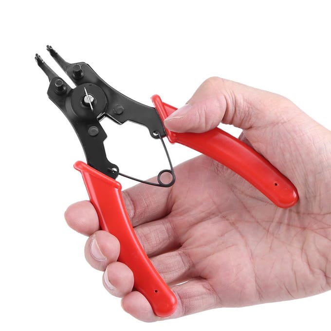 Multifunctionele 4 in 1 Borgveertangenset Circlip Combinatie Borgclip Handgereedschap (Rood) Red black