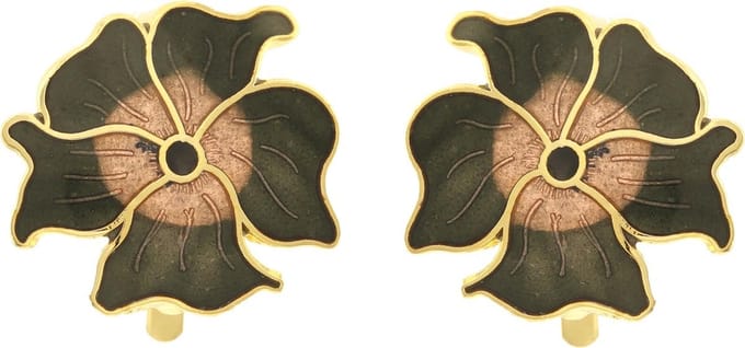 Behave - Oorclips dames - bloemmotief - zwart en bruin - 2 cm
