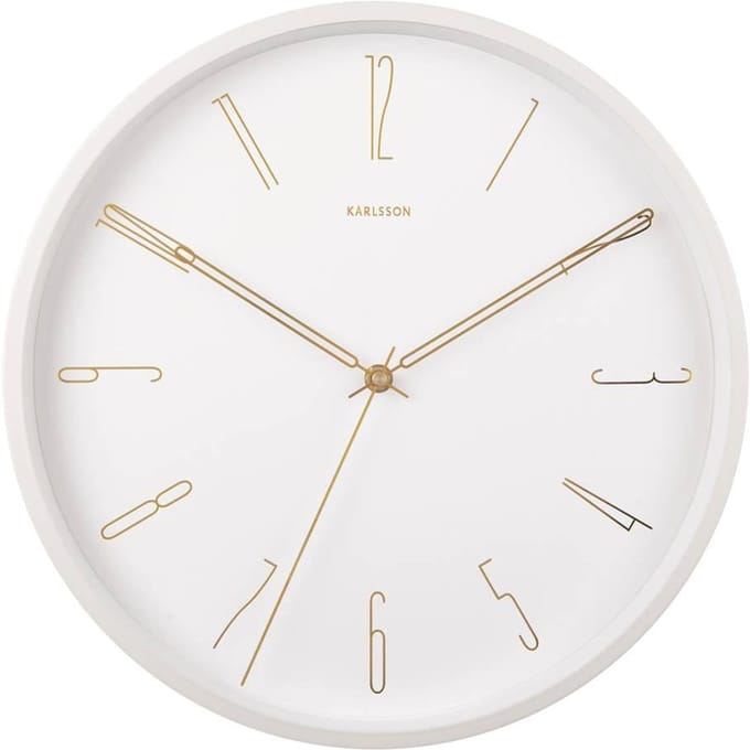Karlsson Wandklok Belle - Wit - Ø35cm - Wandklok Scandinavisch,Modern
