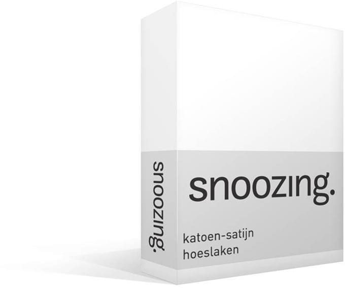 Snoozing - Katoen-satijn - Hoeslaken - Eenpersoons -  100x200 cm - Wit