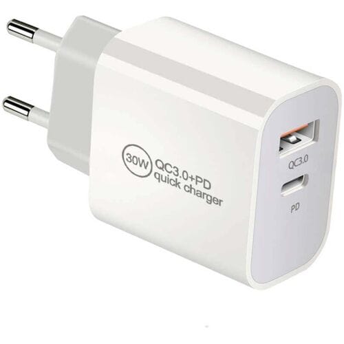IWH USB-oplader 30 W 1x USB-A, 1x USB-C USB PD, QC 3.0 Wit Binnen