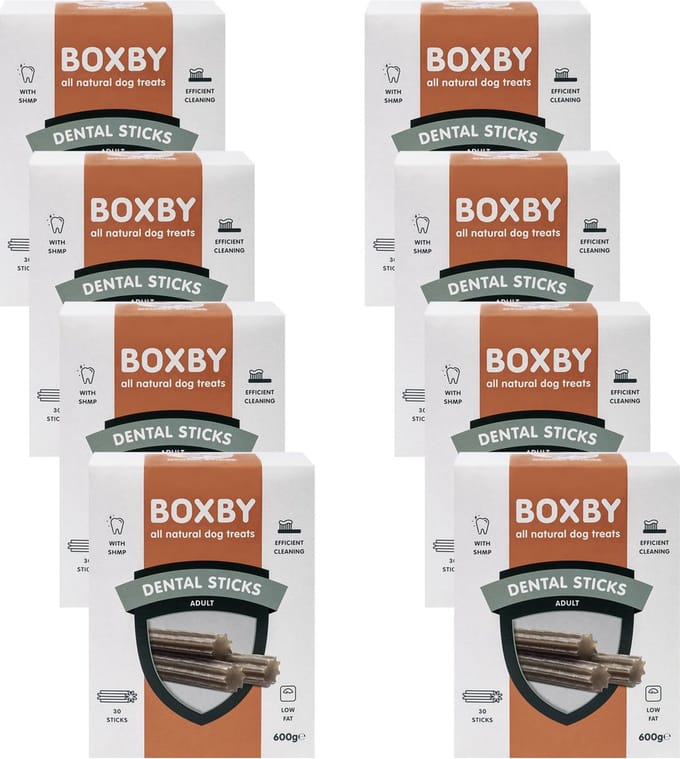 Boxby Dental Sticks Adult Medium Monthpack - Hondensnacks - 8 x Kip 600 g 30 stuks