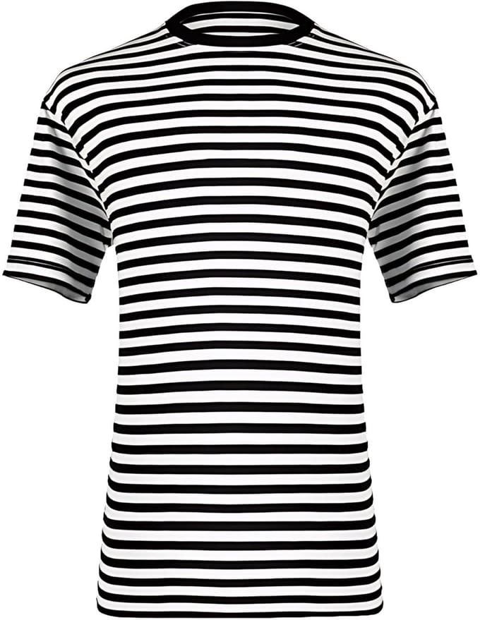 Shirt Gestreept - Unisex - Carnaval - Korte Mouw - Zwart-Wit - Maat M