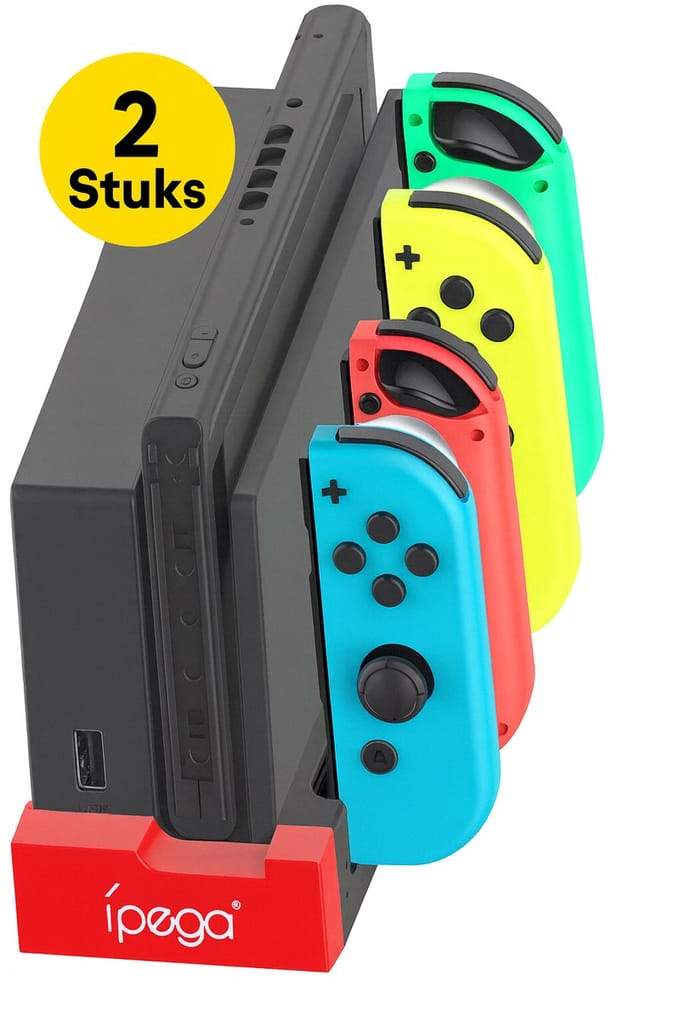 2 Stuks iPega Docking Station - Geschikt voor vier Nintendo Switch joy-cons