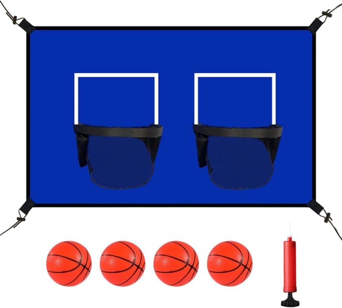 Trampoline Basketbal Hoepel - Dunk Set - Buiten Spelen - Weerbestendig Ontwerp - 80x65cm - Blauw