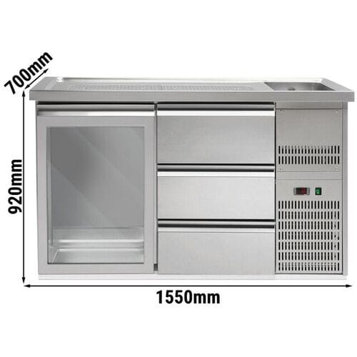 GGM Gastro Biertheke Premium PLUS - 1550x700mm - 1 Glastür & 3 Schubladen
