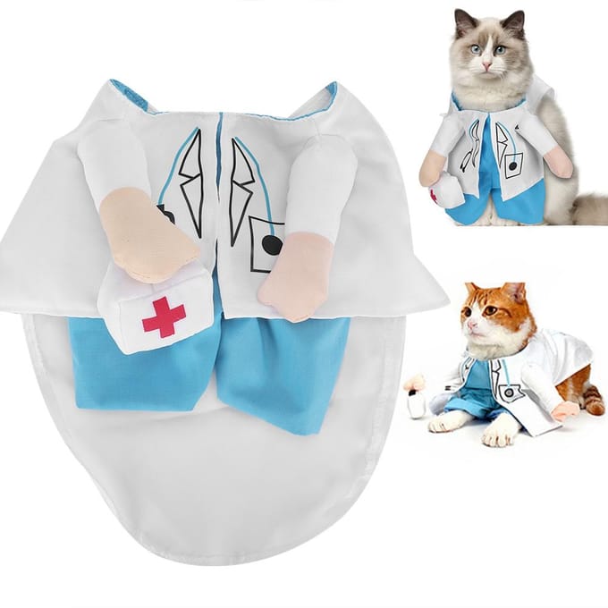 Mini Leuke Grappige Kat Kleding Dokter Pak Verkleden Kostuum Kleding Huisdier Benodigdheden(Wit Type 4) wit