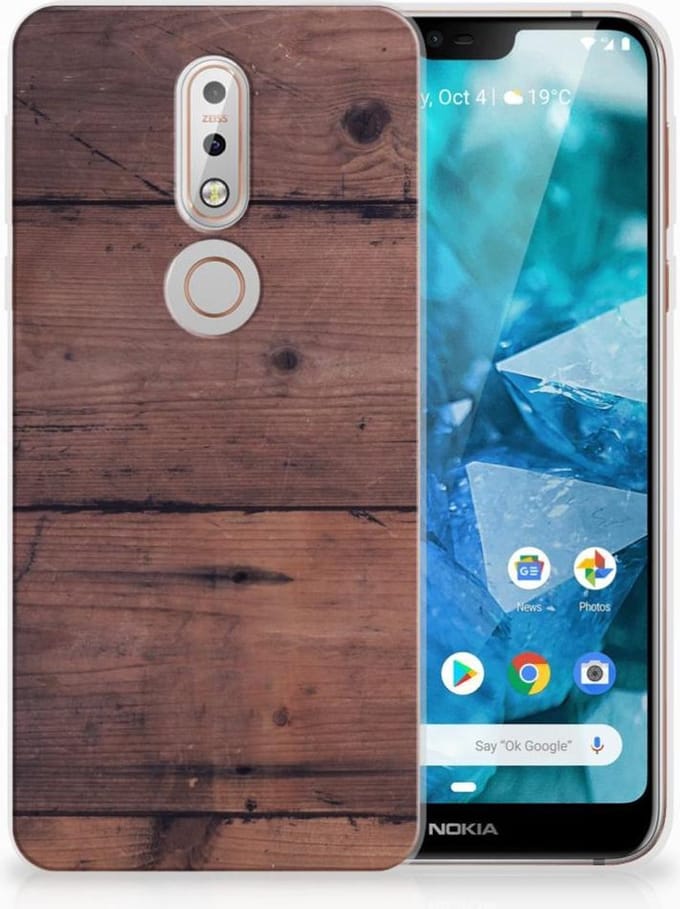 Nokia 7.1 Bumper Hoesje Old Wood