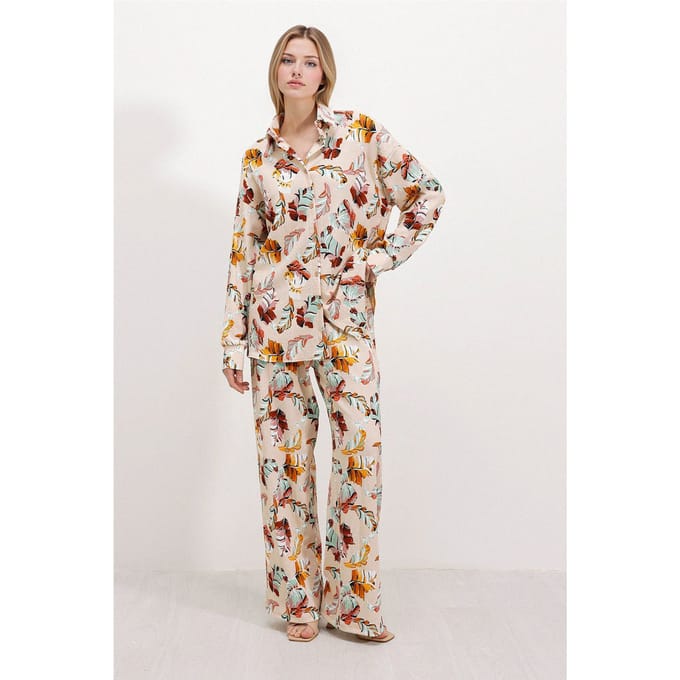 Textuur Langarm Gebreid Shirt & Broek Gebreid Set