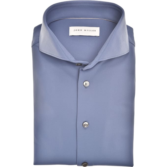 John Miller  Lange Mouw Overhemden Blauw 5142460