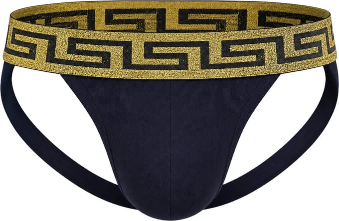 MODUS VIVENDI Bold Meander Jockstrap Black/Gold - MAAT S - Heren Ondergoed - Jockstrap voor Man - Mannen Jock