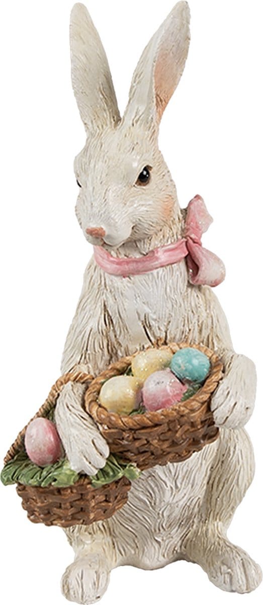 Clayre & Eef Decoratie Beeld Konijn 15 cm Beige Kunststof