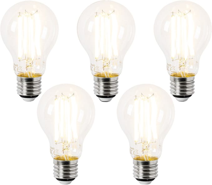 LUEDD Set van 5 E27 LED lamp A60 helder 3,8W 806 lm 2700K