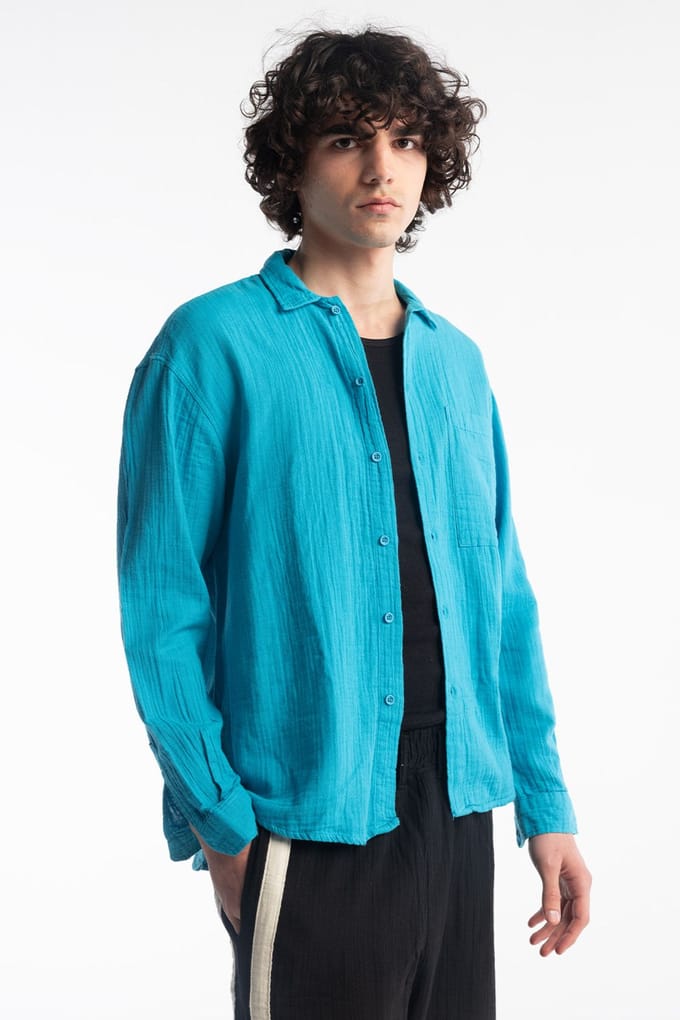 Heren Relaxed Fit Katoenen Textuurshirt