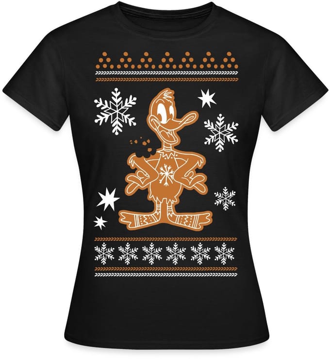 Looney Tunes Daffy Duck Cookie Kerstmis T-Shirt Dames