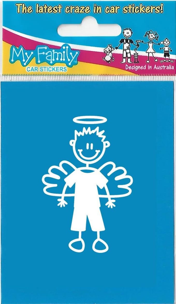 Jongen engel - autosticker - wit - 8,5 cm