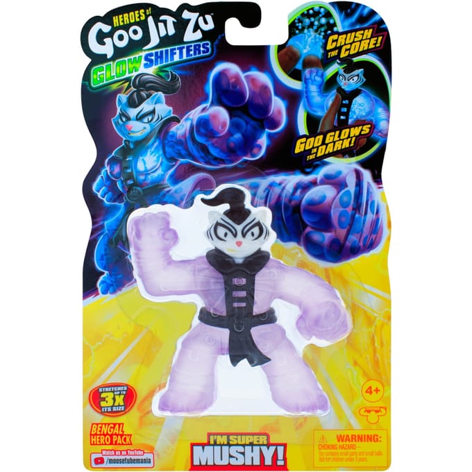 Goo Jit Zu Shifters superhelden set - Bengal - Glow in the dark - Stretchfiguur