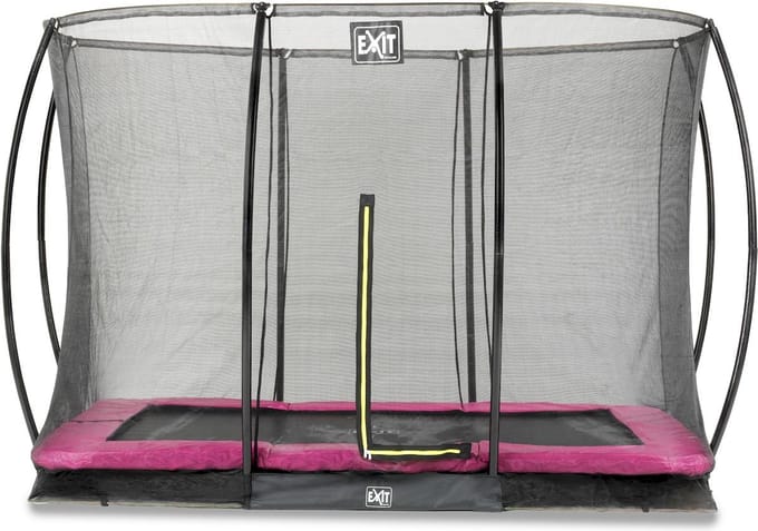 EXIT Silhouette Trampoline 214x305cm - met Veiligheidsnet - Inground - Rechthoekig - Voor Kinderen - Roze