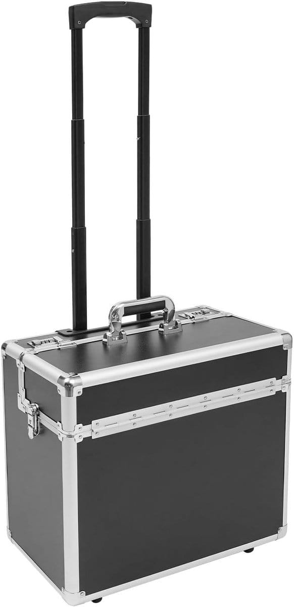 Documentenkoffer Trolley - Aluminium Koffer - Zakelijk Vervoer - Vierpunts Sluiting - 48.5 cm - Zwart