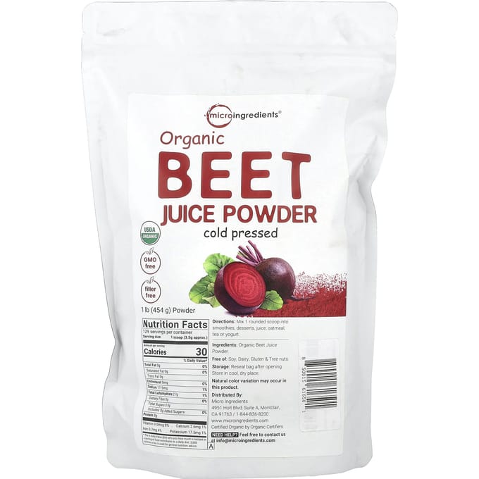 Micro Ingredients, Poudre de Jus de Betterave Bio, 1 lb (454 g)