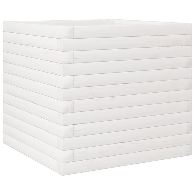 vidaXL - Plantenbak - 50x50x45,5 - cm - massief - grenenhout - wit